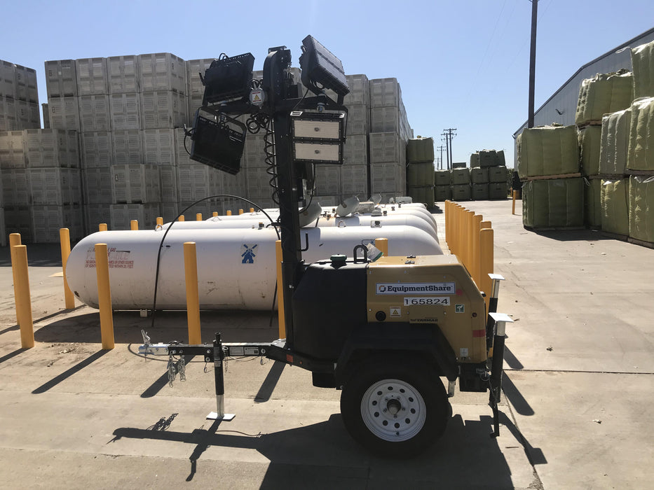 2021 Allmand NLV3GR (4) LED Light Fixture 350W, 23' Vertical Mast, 3kW Prime, Towable, Deep Sea L401, Leveling Jacks, Yanmar T4F 5.8hp