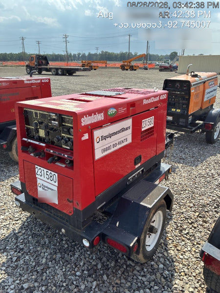 2022 Shindaiwa DGW400MDL Kubota D902 Engine, 23 HP, Dual Op Welder, Wire, Arc, Droop Stick, Tig, and CC Stick Functionality, Simulphase, 3 Phase and 1 Phase Gen Output, Single Axle NB Trlr, Slr Trckl Chrg 12V 12W, Fire Ext