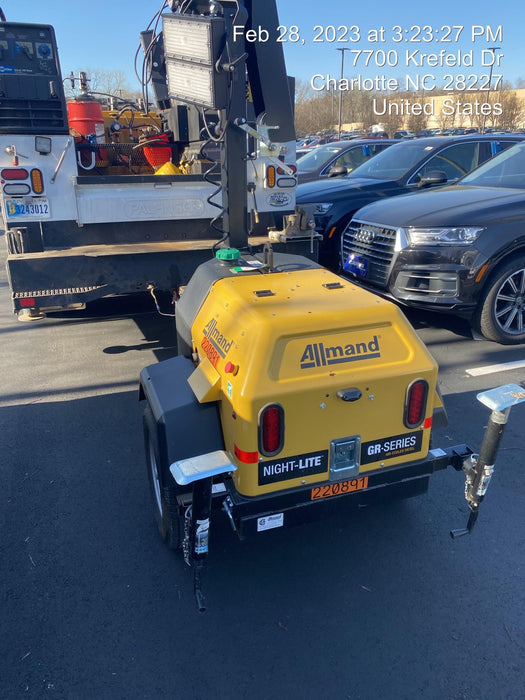 2022 Allmand NLV3GR (4) LED Light Fixture 350W, 23' Vertical Mast, 3kW Prime, Towable, Deep Sea L401, Leveling Jacks, Yanmar T4F 5.8hp