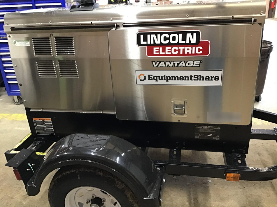 2019 Lincoln Electric Vantage 322 Welder Ready-Pak 3, Two wheel trailer, Fender and Light kit, Cable Rack