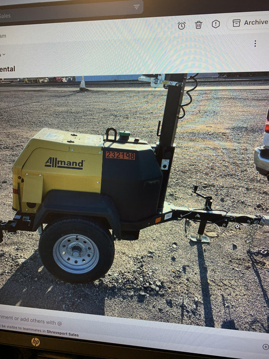 2022 Allmand NLV3GR (4) LED Light Fixture 350W, 23' Vertical Mast, 3kW Prime, Towable, Deep Sea L401, Leveling Jacks, Yanmar T4F 5.8hp