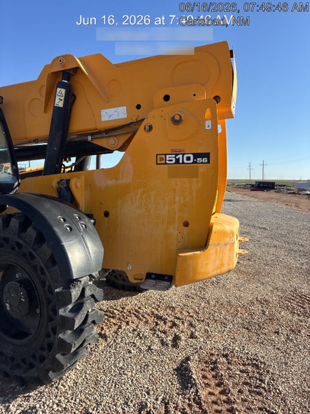2019 JCB 510-56 Open ROPS, 74 HP, Solid Tires, Worklights, Beacon, Aux Hydraulics, Lifting Eye w/60" Carriage/60" Forks