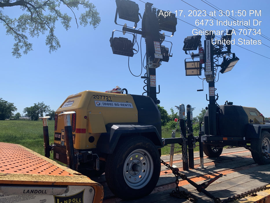 2022 Allmand NLV3GR (4) LED Light Fixture 350W, 23' Vertical Mast, 3kW Prime, Towable, Deep Sea L401, Leveling Jacks, Yanmar T4F 5.8hp