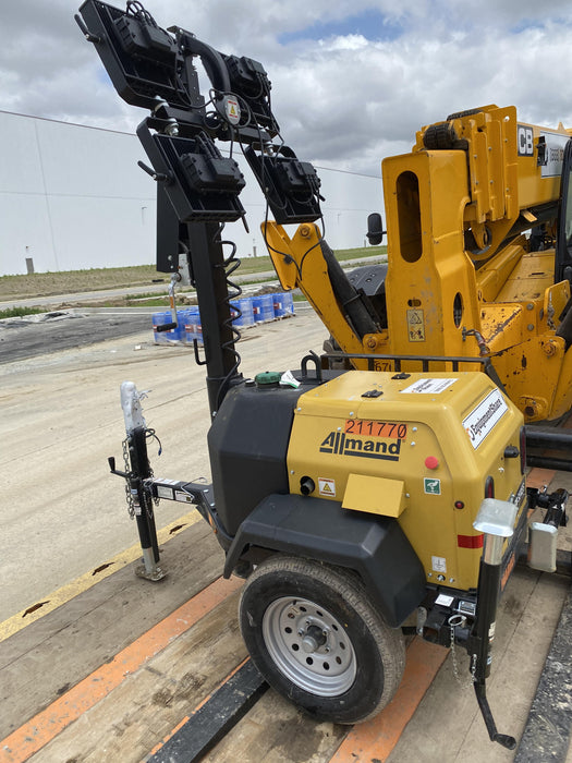 2022 Allmand NLV3GR (4) LED Light Fixture 350W, 23' Vertical Mast, 3kW Prime, Towable, Deep Sea L401, Leveling Jacks, Yanmar T4F 5.8hp