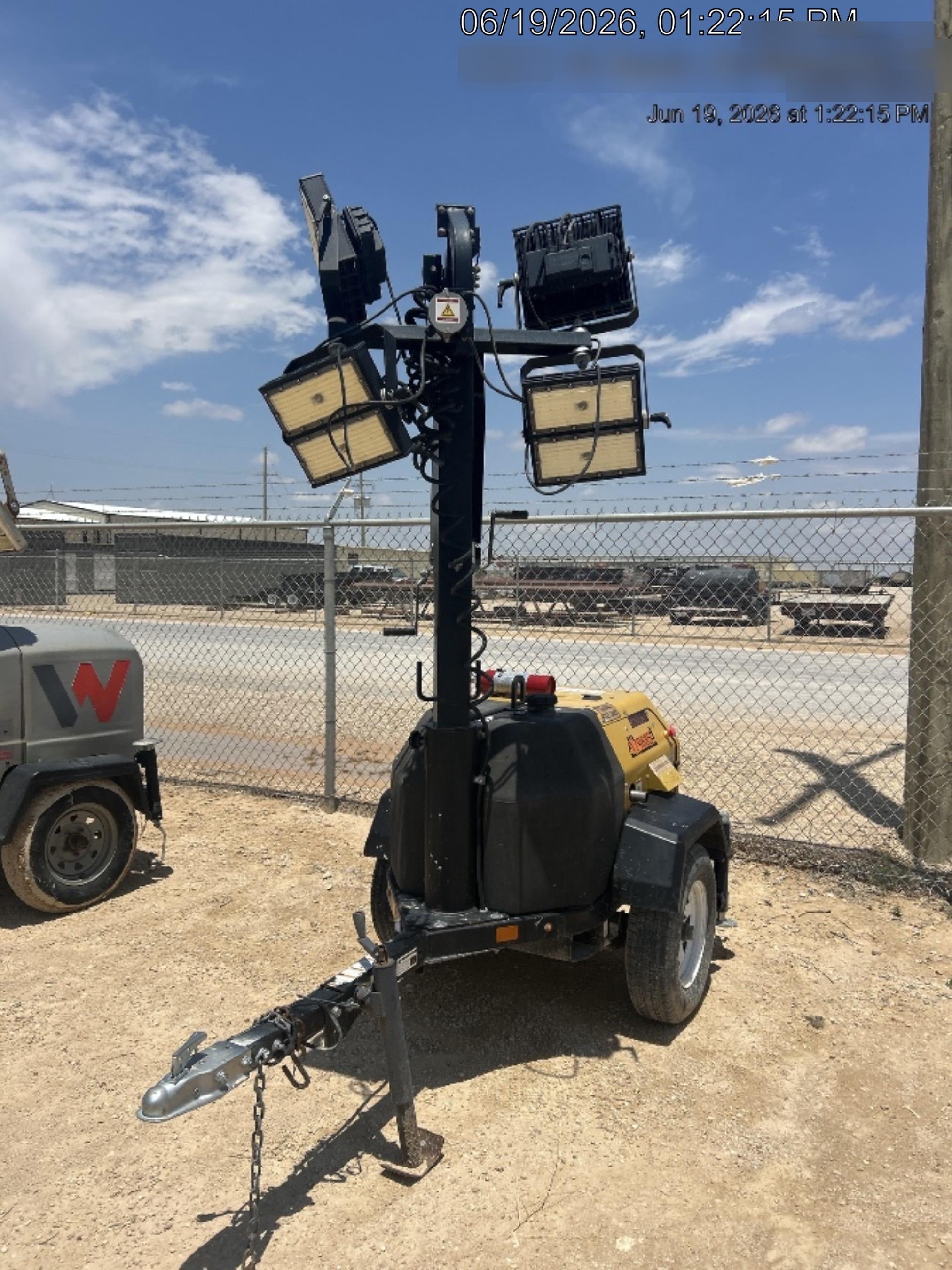 Allmand NLV3GR (4) LED Light Fixture 350W, 23' Vertical Mast, 3kW Prime, Towable, Deep Sea L401, Leveling Jacks, Yanmar T4F 5.8hp
