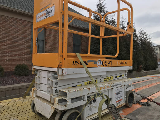 Custom Equipment HB-1430 Hy-Brid Scissor Lift
Platform capacity up to 670 lbs
Working height up to 20 ft
Weighs under 1,700 lbs
Non-marking wheels