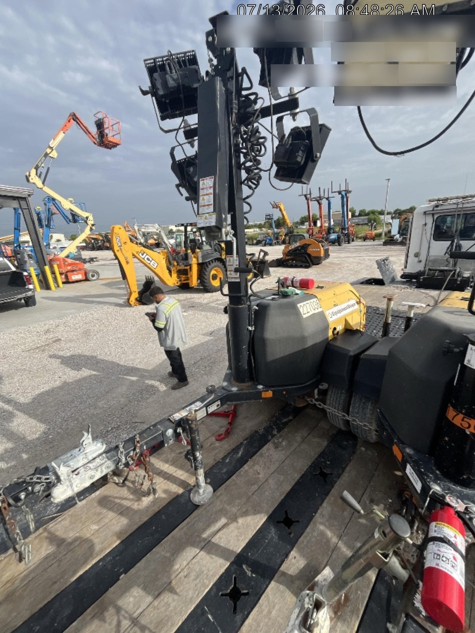 2022 Allmand NLV3GR (4) LED Light Fixture 350W, 23' Vertical Mast, 3kW Prime, Towable, Deep Sea L401, Leveling Jacks, Yanmar T4F 5.8hp