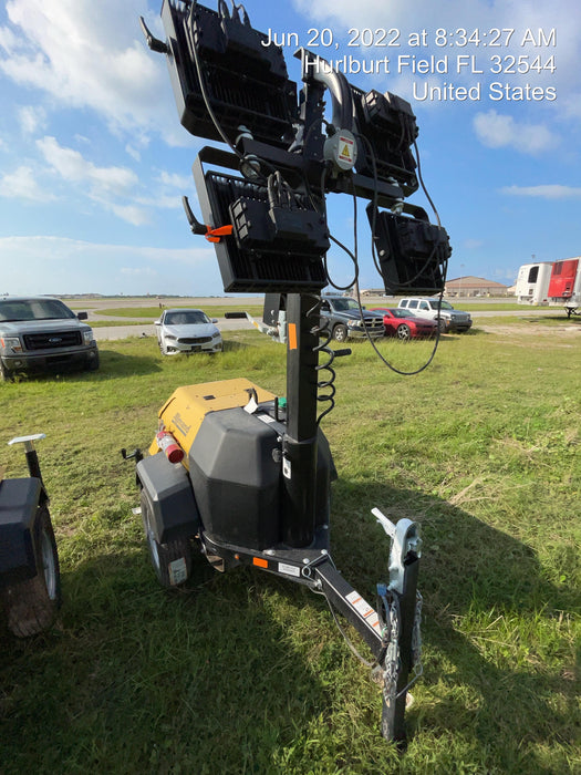 2022 Allmand NLV3GR (4) LED Light Fixture 350W, 23' Vertical Mast, 3kW Prime, Towable, Deep Sea L401, Leveling Jacks, Yanmar T4F 5.8hp