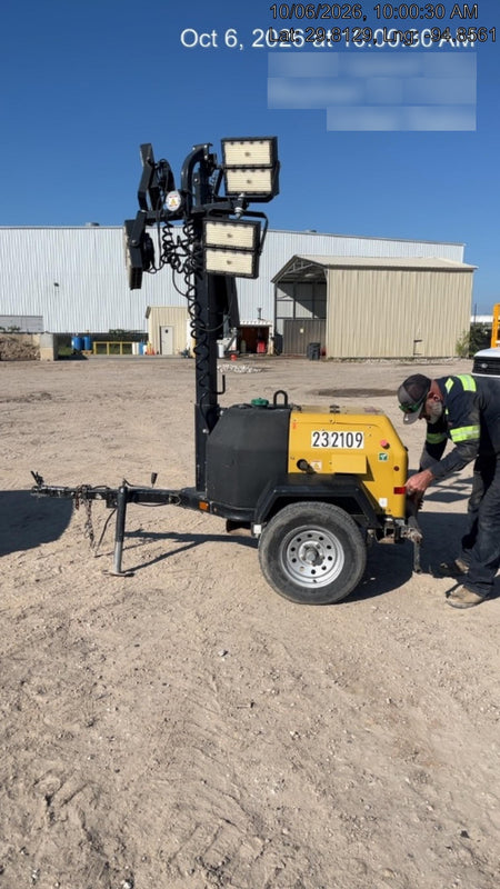 2022 Allmand NLV3GR (4) LED Light Fixture 350W, 23' Vertical Mast, 3kW Prime, Towable, Deep Sea L401, Leveling Jacks, Yanmar T4F 5.8hp