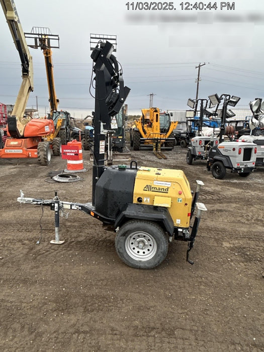 2022 Allmand NLV3GR (4) LED Light Fixture 350W, 23' Vertical Mast, 3kW Prime, Towable, Deep Sea L401, Leveling Jacks, Yanmar T4F 5.8hp