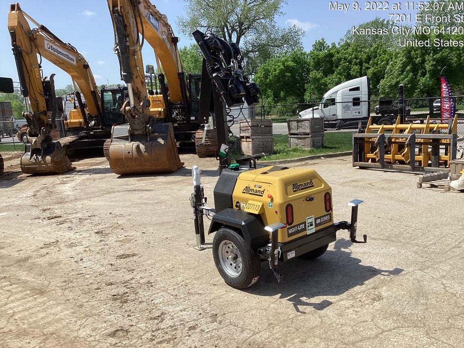 2022 Allmand NLV3GR (4) LED Light Fixture 350W, 23' Vertical Mast, 3kW Prime, Towable, Deep Sea L401, Leveling Jacks, Yanmar T4F 5.8hp