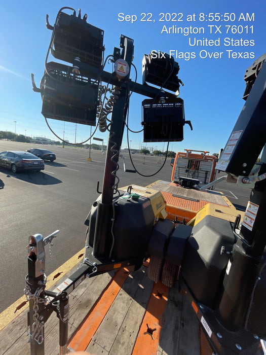 2022 Allmand NLV3GR (4) LED Light Fixture 350W, 23' Vertical Mast, 3kW Prime, Towable, Deep Sea L401, Leveling Jacks, Yanmar T4F 5.8hp