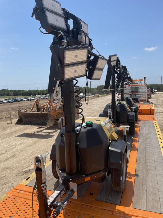 2022 Allmand NLV3GR (4) LED Light Fixture 350W, 23' Vertical Mast, 3kW Prime, Towable, Deep Sea L401, Leveling Jacks, Yanmar T4F 5.8hp