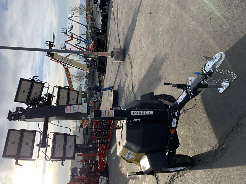 2021 Allmand NLV3GR (4) LED Light Fixture 350W, 23' Vertical Mast, 3kW Prime, Towable, Deep Sea L401, Leveling Jacks, Yanmar T4F 5.8hp