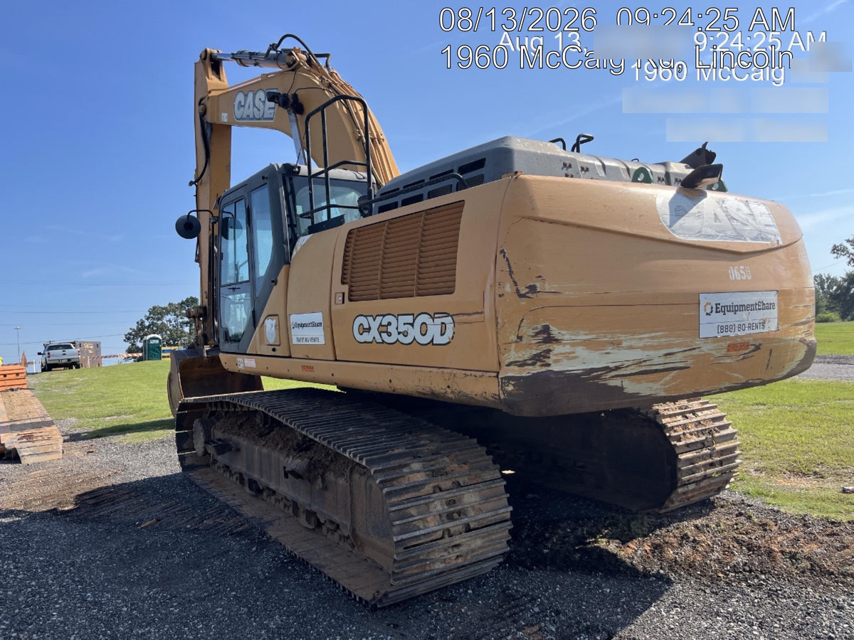 2015 Case CX350D CAB A/C, 13'-3" ARM, STEEL TRACKS, THUMB