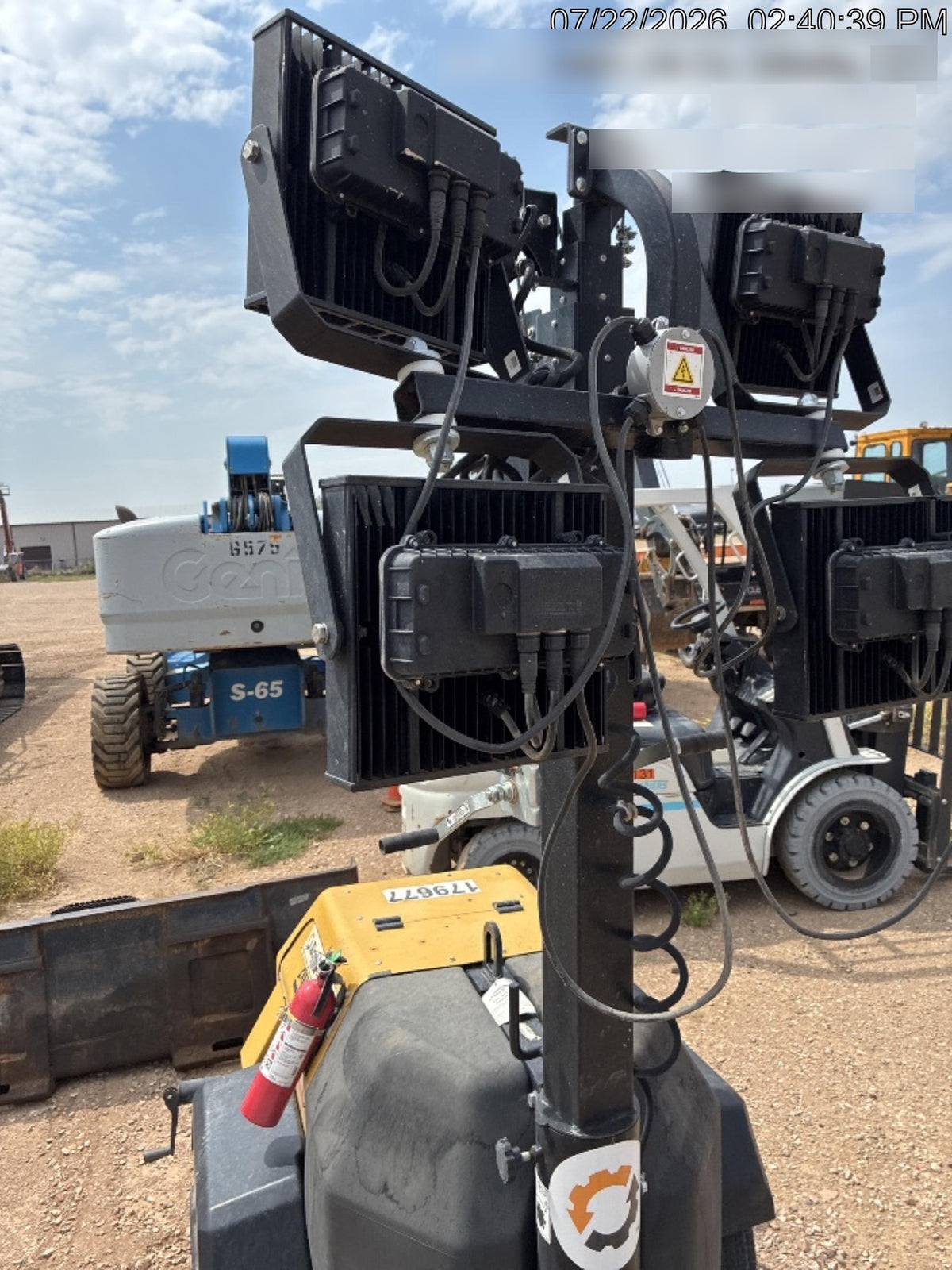 Allmand NLV3GR (4) LED Light Fixture 350W, 23' Vertical Mast, 3kW Prime, Towable, Deep Sea L401, Leveling Jacks, Yanmar T4F 5.8hp