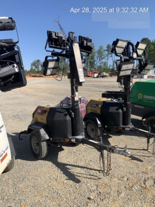 2021 Allmand NLV3GR (4) LED Light Fixture 350W, 23' Vertical Mast, 3kW Prime, Towable, Deep Sea L401, Leveling Jacks, Yanmar T4F 5.8hp