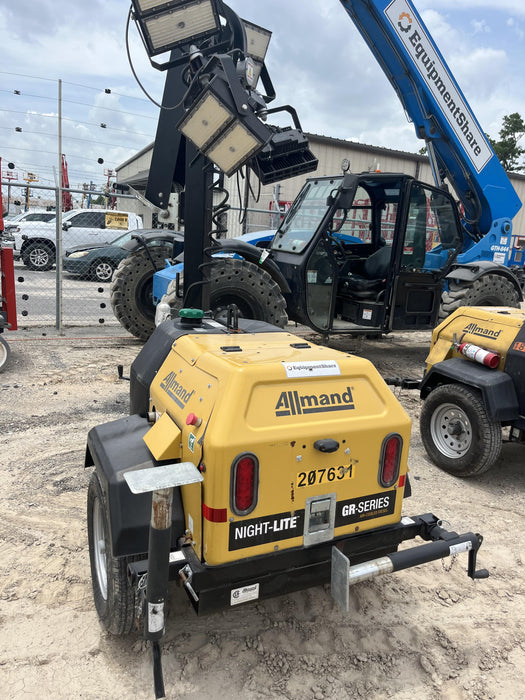 2022 Allmand NLV3GR (4) LED Light Fixture 350W, 23' Vertical Mast, 3kW Prime, Towable, Deep Sea L401, Leveling Jacks, Yanmar T4F 5.8hp