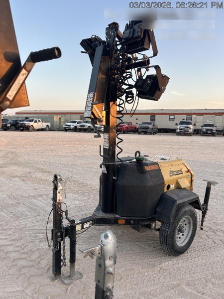 2022 Allmand NLV3GR (4) LED Light Fixture 350W, 23' Vertical Mast, 3kW Prime, Towable, Deep Sea L401, Leveling Jacks, Yanmar T4F 5.8hp