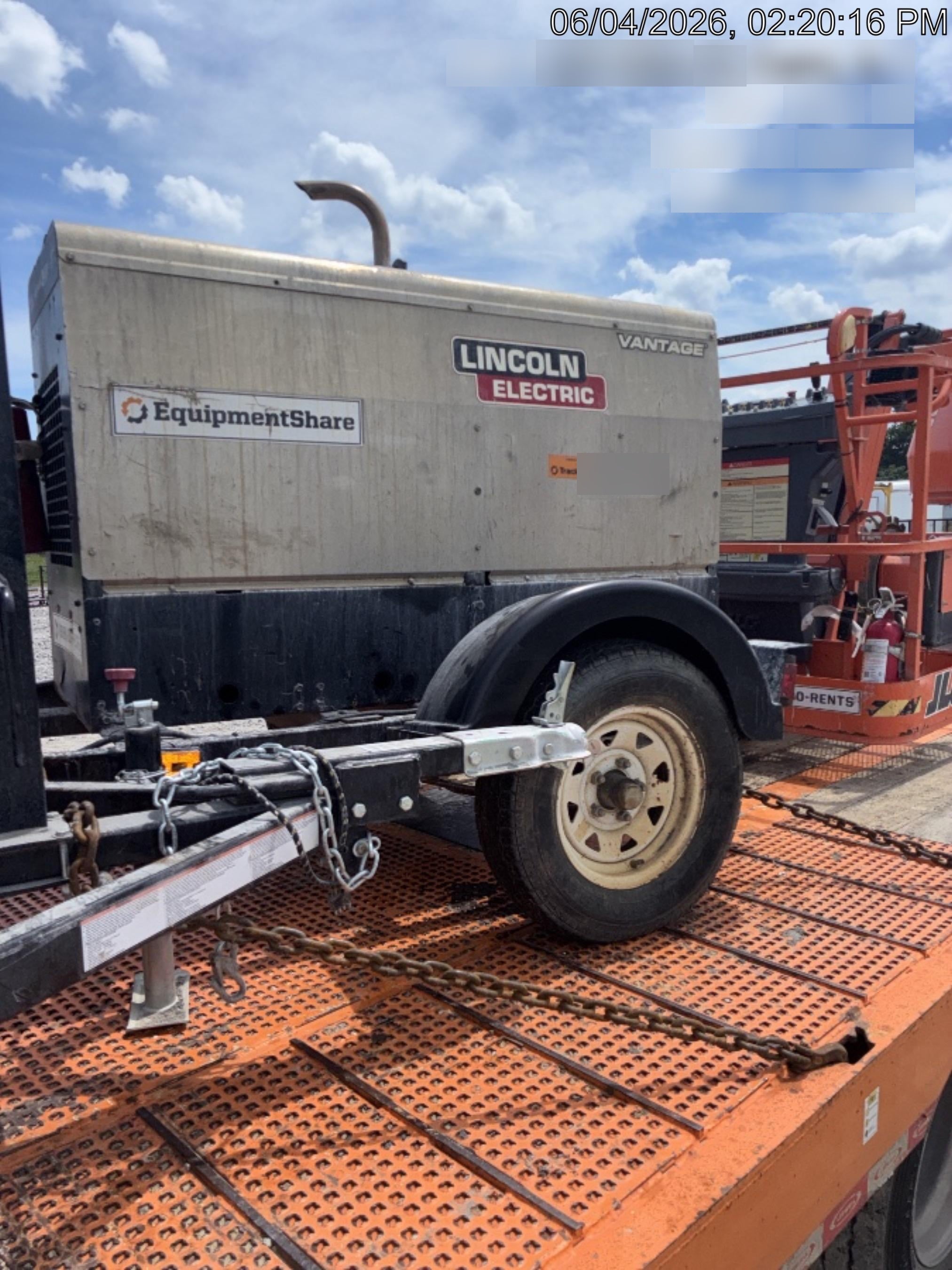 2019 Lincoln Electric Vantage 322 Ready-Pak 3, Two Wheel Trailer, Fender and Light Kit, Cable Rack