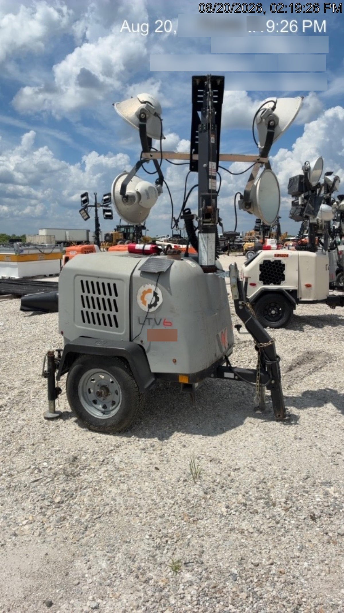 2019 Wacker Neuson LTV6L-MH Wacker Neuson LTV6L Mobile Light Tower w/Fuel Level Sensor Installed