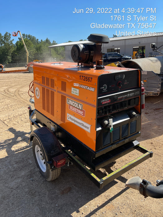 2021 Lincoln Electric Vantage 549X Ready Pak 3, ORANGE (includes trailer, cable rack, fender light kit)