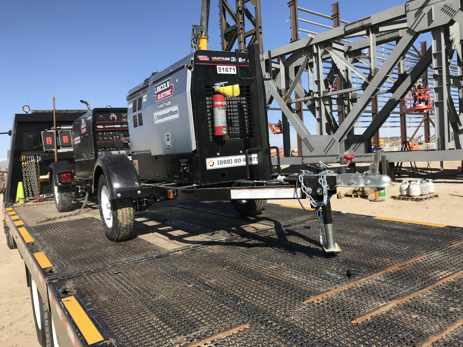 2019 Lincoln Electric Vantage 322 Welder Ready-Pak 3, Two wheel trailer, Fender and Light kit, Cable Rack