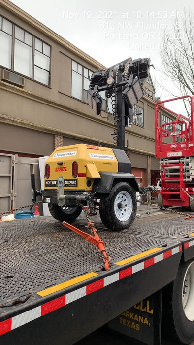 2021 Allmand NLV3GR (4) LED Light Fixture 350W, 23' Vertical Mast, 3kW Prime, Towable, Deep Sea L401, Leveling Jacks, Yanmar T4F 5.8hp