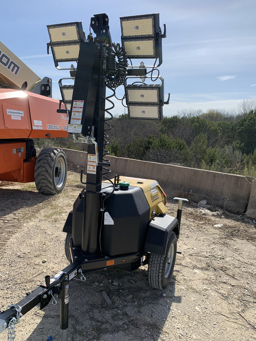 2022 Allmand NLV3GR (4) LED Light Fixture 350W, 23' Vertical Mast, 3kW Prime, Towable, Deep Sea L401, Leveling Jacks, Yanmar T4F 5.8hp