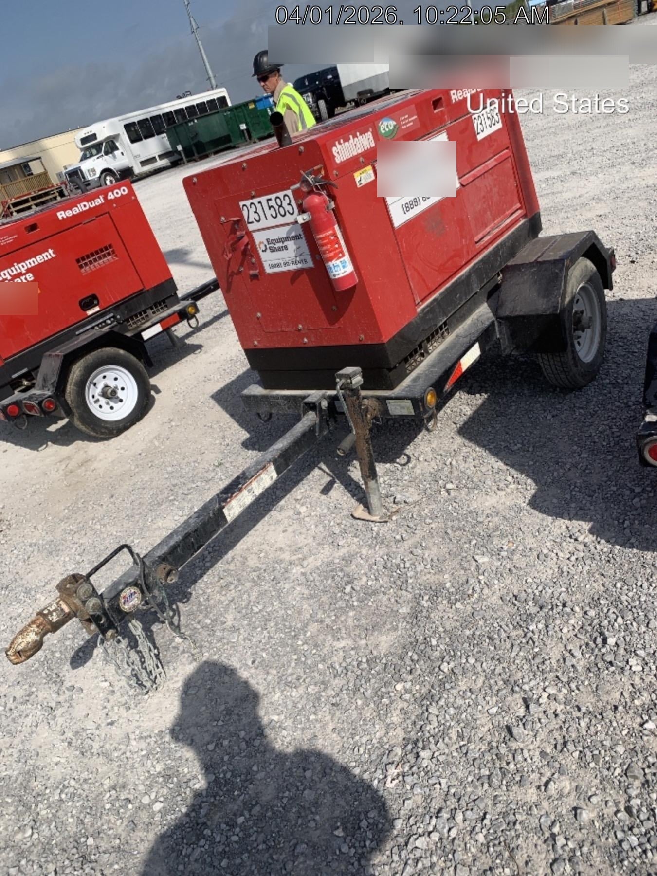 2022 Shindaiwa DGW400MDL Kubota D902 Engine, 23 HP, Dual Op Welder, Wire, Arc, Droop Stick, Tig, and CC Stick Functionality, Simulphase, 3 Phase and 1 Phase Gen Output, Single Axle NB Trlr, Slr Trckl Chrg 12V 12W, Fire Ext