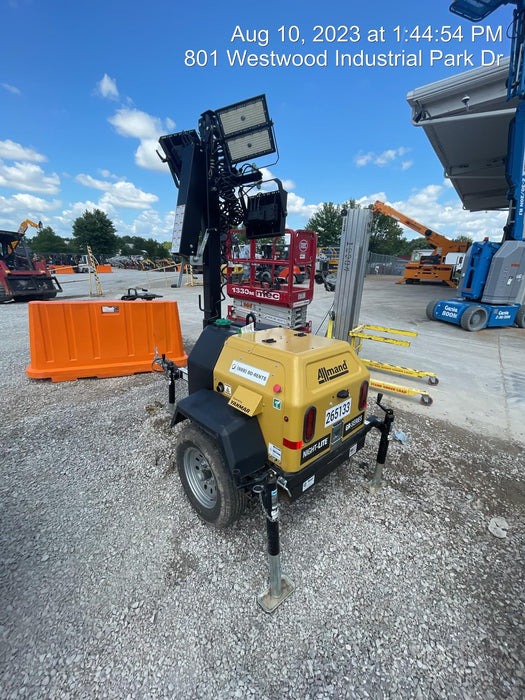 2022 Allmand NLV3GR (4) LED Light Fixture 350W, 23' Vertical Mast, 3kW Prime, Towable, ES Decals, T3