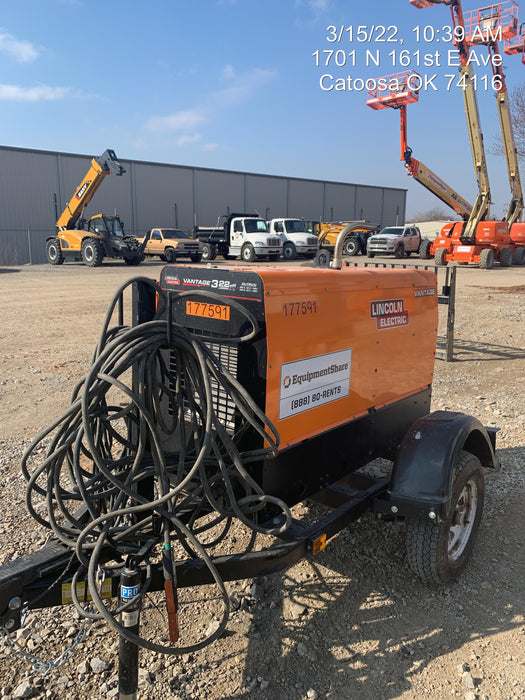 2021 Lincoln Electric Vantage 322 Vantage 322 Ready Pak 3 w/ Decals, ORANGE (includes trailer, cable rack, fender light kit) NO Telematics