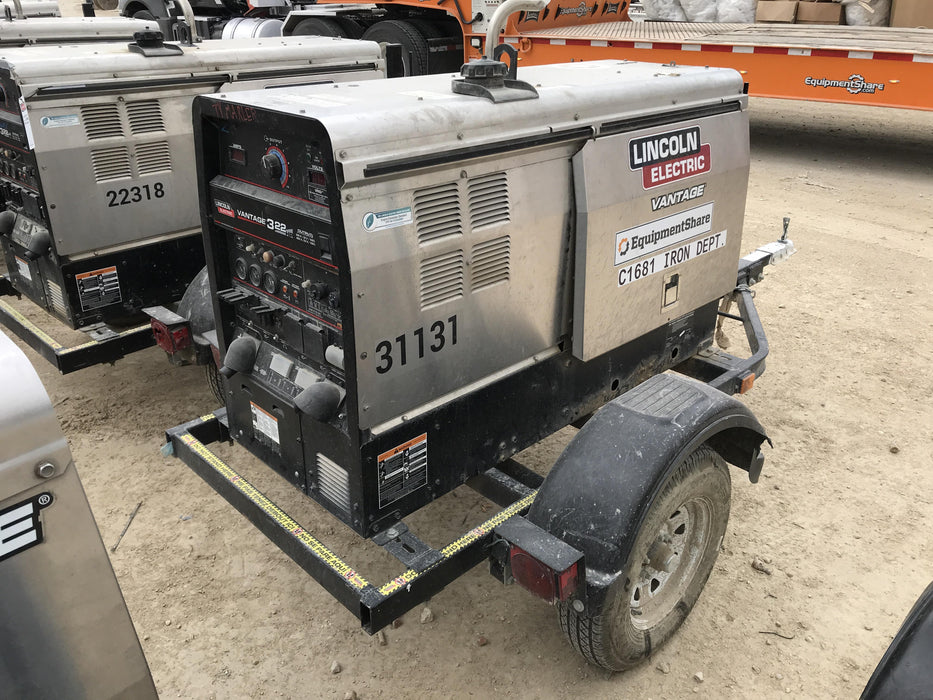 2019 Lincoln Electric Vantage 322 Welder Ready-Pak 3, Two wheel trailer, Fender and Light kit, Cable Rack