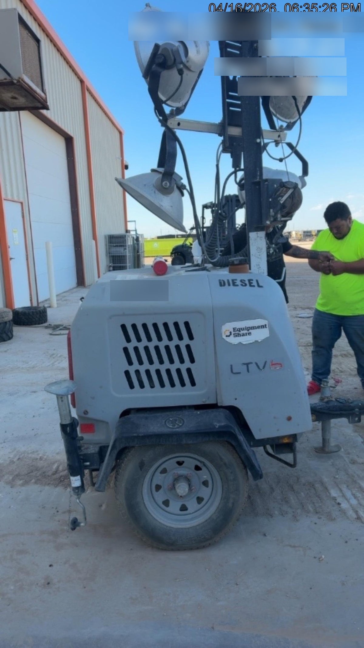 2018 Wacker Neuson LTV6L-MH Wacker Neuson LTV6L Mobile Light Tower w/Fuel Level Sensor Installed