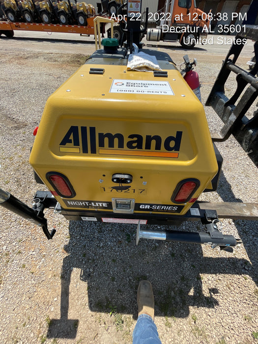 2021 Allmand NLV3GR (4) LED Light Fixture 350W, 23' Vertical Mast, 3kW Prime, Towable, Deep Sea L401, Leveling Jacks, Yanmar T4F 5.8hp