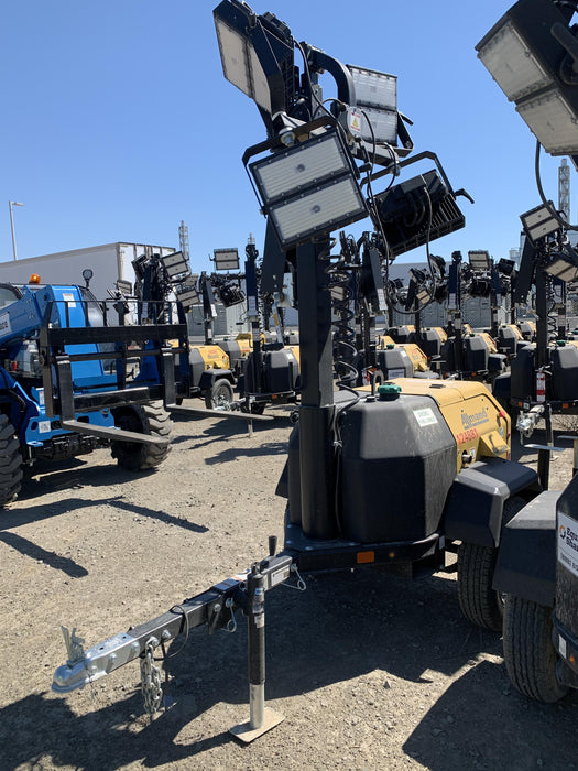 Allmand NLV3GR (4) LED Light Fixture 350W, 23' Vertical Mast, 3kW Prime, Towable, Deep Sea L401, Leveling Jacks, Yanmar T4F 5.8hp