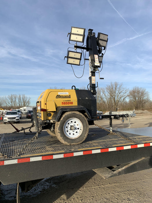 2021 Allmand NLV3GR (4) LED Light Fixture 350W, 23' Vertical Mast, 3kW Prime, Towable, Deep Sea L401, Leveling Jacks, Yanmar T4F 5.8hp