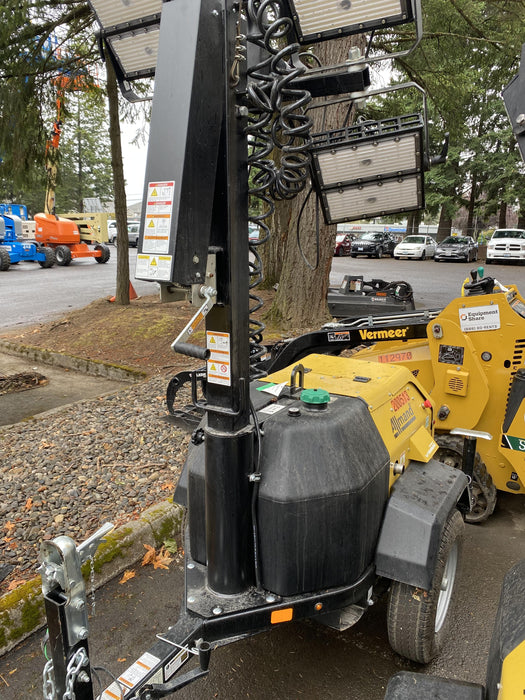 2022 Allmand NLV3GR (4) LED Light Fixture 350W, 23' Vertical Mast, 3kW Prime, Towable, Deep Sea L401, Leveling Jacks, Yanmar T4F 5.8hp