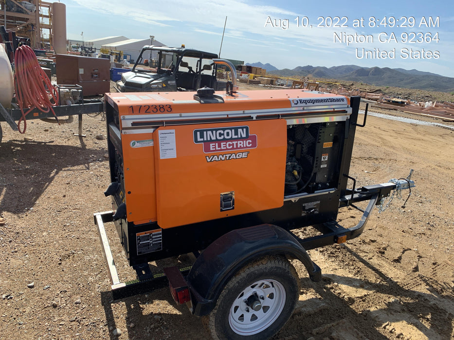 2021 Lincoln Electric Vantage 322 Vantage 322 Ready Pak 3 w/ Decals, ORANGE (includes trailer, cable rack, fender light kit) NO Telematics