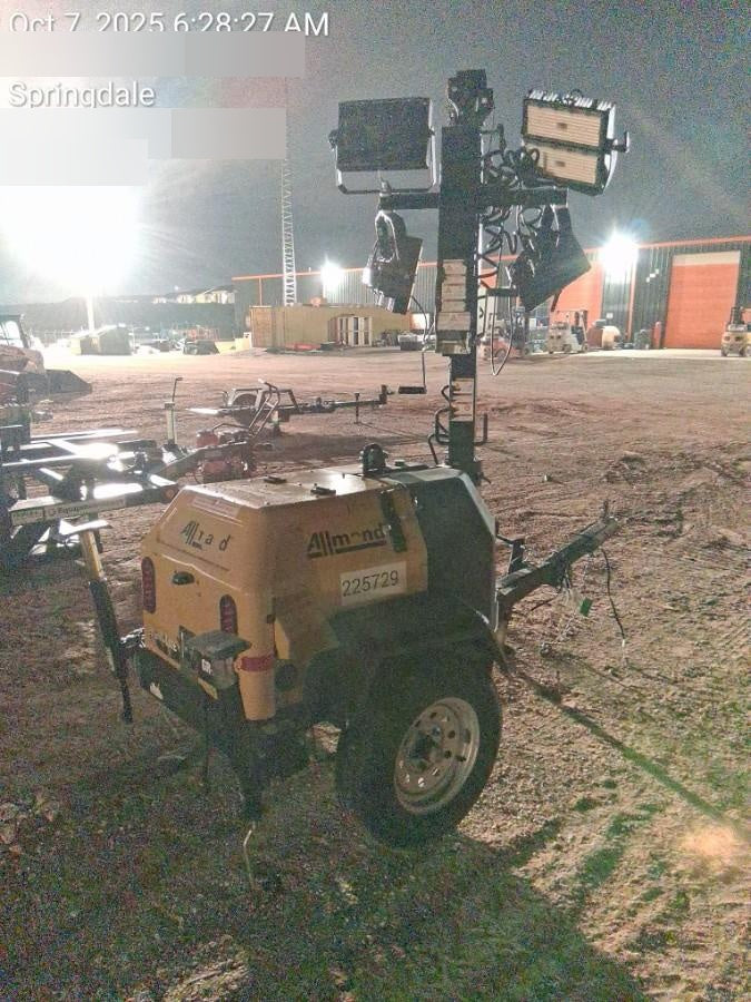 2022 Allmand NLV3GR (4) LED Light Fixture 350W, 23' Vertical Mast, 3kW Prime, Towable, Deep Sea L401, Leveling Jacks, Yanmar T4F 5.8hp