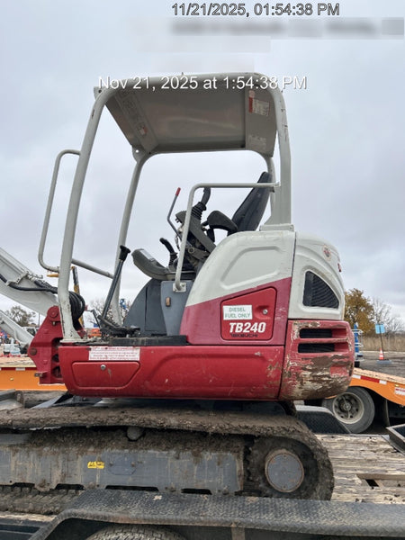 2019 Takeuchi TB240 Takeuchi TB240 Canopy w/Rubber Tracks, Auxiliary Hydraulics, Manual QC, Hydraulic Thumb, 12/18/24" Buckets
