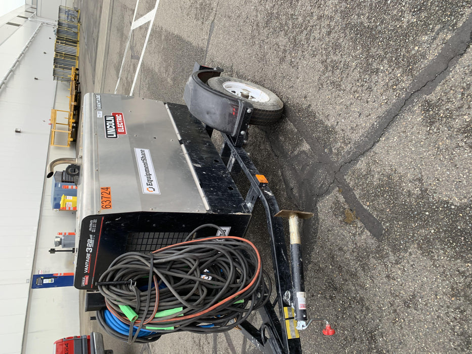 2019 Lincoln Electric Vantage 322 Welder Ready-Pak 3, Two wheel trailer, Fender and Light kit, Cable Rack