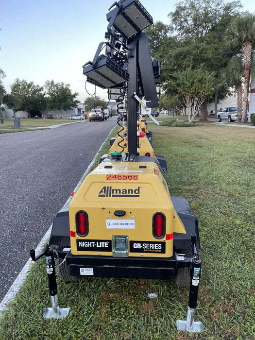 2022 Allmand NLV3GR (4) LED Light Fixture 350W, 23' Vertical Mast, 3kW Prime, Towable