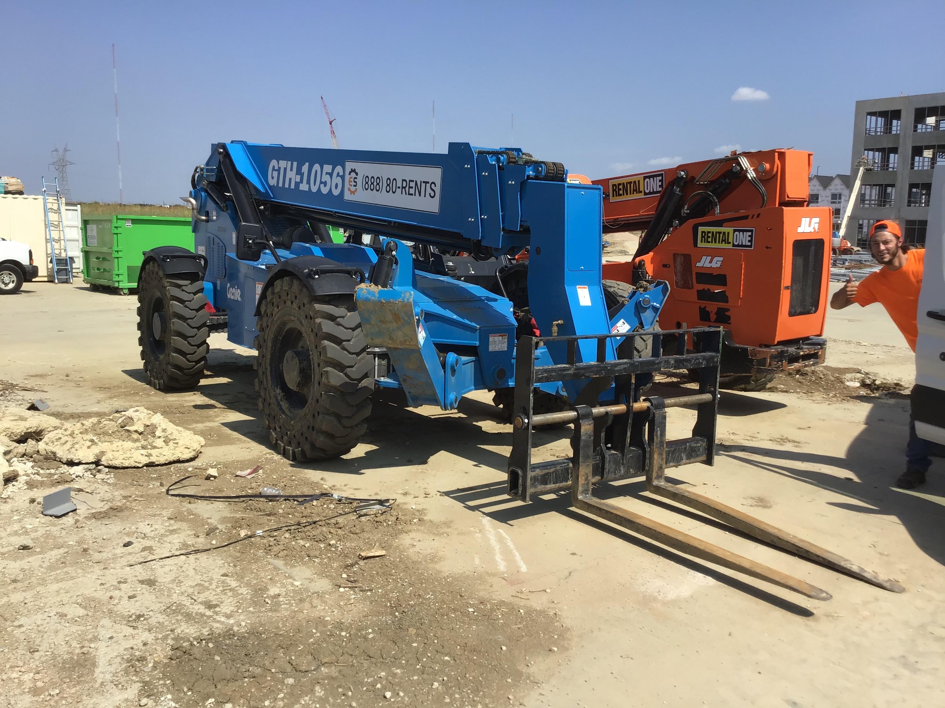2019 Genie GTH-1056 Canopy, Solid RT Tires, LED Work Lights, Beacon 60" QA Carriage, 60" Forks
