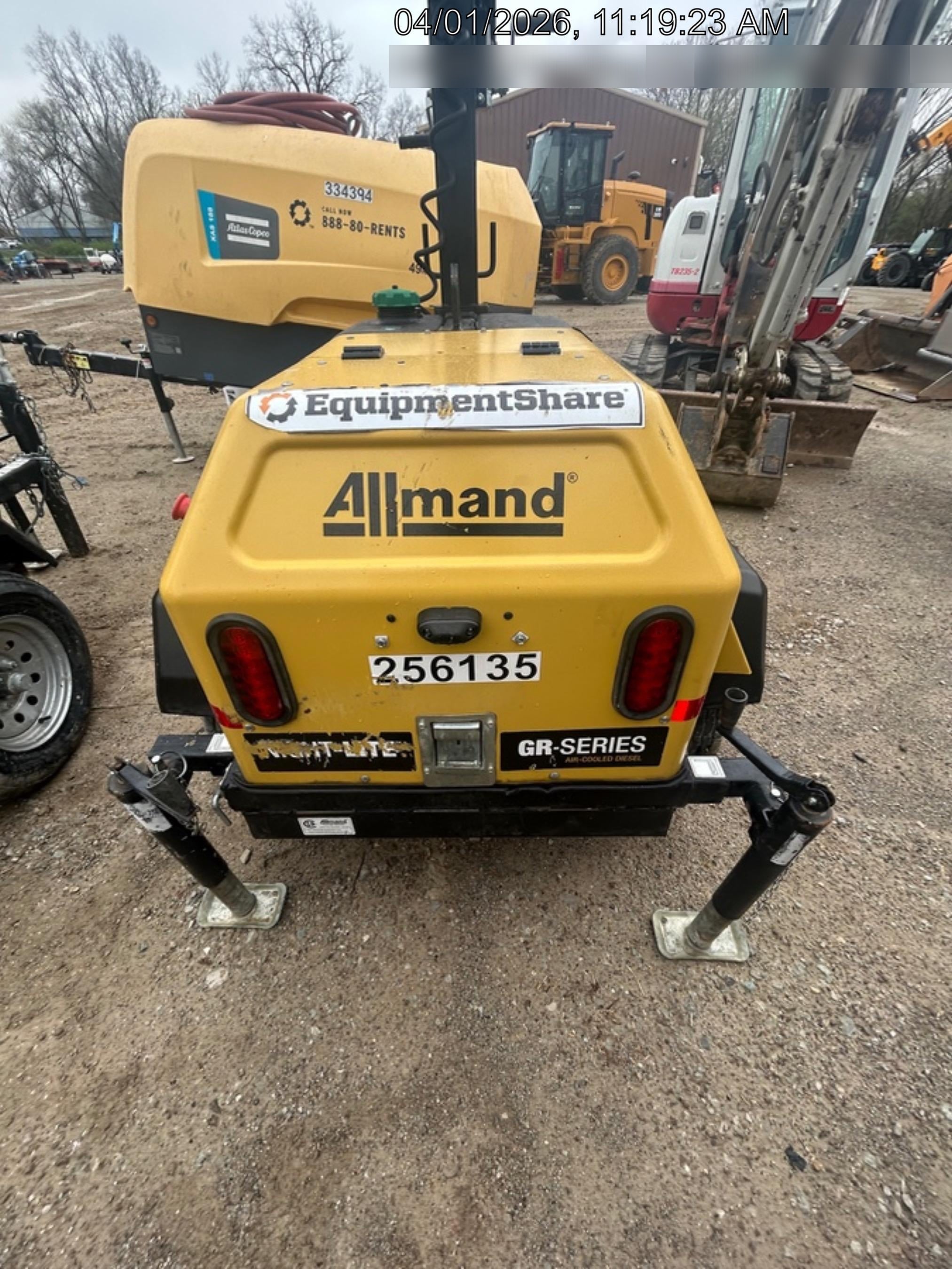 2022 Allmand NLV3GR (4) LED Light Fixture 350W, 23' Vertical Mast, 3kW Prime, Towable, ES Decals, T3