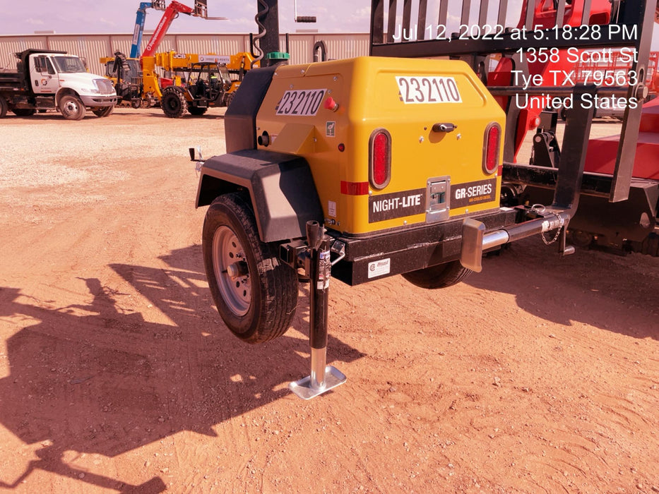 2022 Allmand NLV3GR (4) LED Light Fixture 350W, 23' Vertical Mast, 3kW Prime, Towable, Deep Sea L401, Leveling Jacks, Yanmar T4F 5.8hp