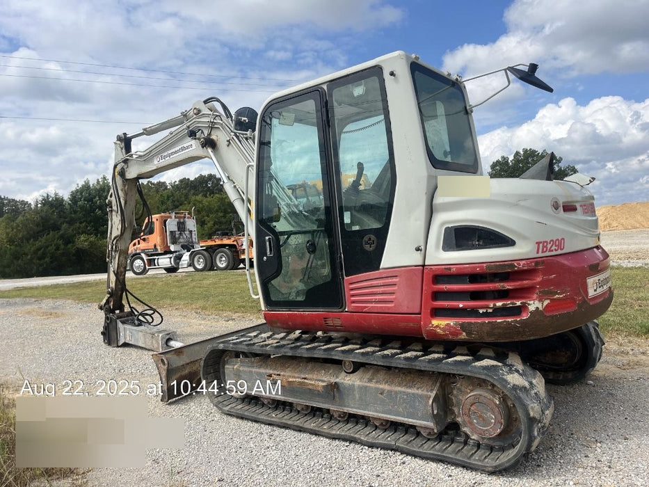 2019 Takeuchi TB290 Cab/Heat/AC Rubber tracks, Dozer blade, Travel alarm, Auxiliary hydraulics Manual QC, Hydraulic thumb, 18", 24", and 36" Buckets