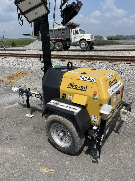 2022 Allmand NLV3GR (4) LED Light Fixture 350W, 23' Vertical Mast, 3kW Prime, Towable, Deep Sea L401, Leveling Jacks, Yanmar T4F 5.8hp