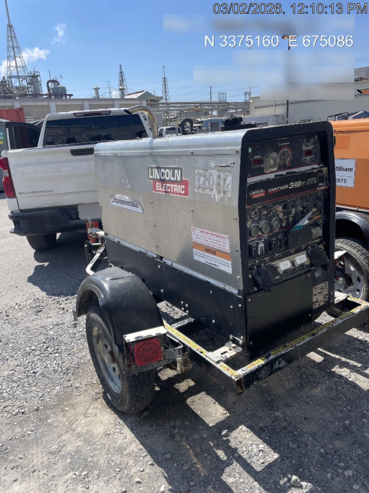 2019 Lincoln Electric Vantage 322 Welder Ready-Pak 3, Two wheel trailer, Fender and Light kit, Cable Rack