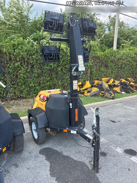 Allmand NLV3GR (4) LED Light Fixture 350W, 23' Vertical Mast, 3kW Prime, Towable, Deep Sea L401, Leveling Jacks, Yanmar T4F 5.8hp